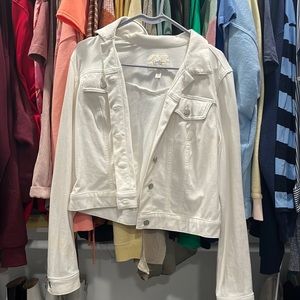 Jessica Simpson White Jean Jacket // Size L // Stretchy